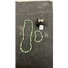 Image 1 : 14k Gold Plates Cluster Earrings with faux Sapphire, and Jade Chip necklace with matching earrings