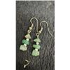 Image 7 : 14k Gold Plates Cluster Earrings with faux Sapphire, and Jade Chip necklace with matching earrings