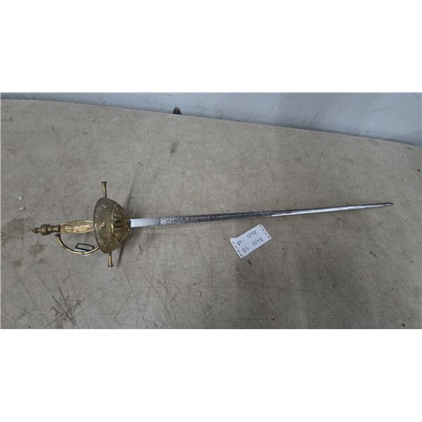 A Rapier Sword with Ornate Hilt and Engraved Blade 39”