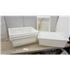 Image 1 : Four White Rectangular Plastic Storage Containers with Lids, 9 × 24 × 16”