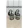 Image 2 : Pair of Outdoor Wall Lantern Sconces, Distressed Bronze, Hexagonal Glass