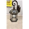 Image 5 : Pair of Outdoor Wall Lantern Sconces, Distressed Bronze, Hexagonal Glass