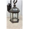 Image 6 : Pair of Outdoor Wall Lantern Sconces, Distressed Bronze, Hexagonal Glass