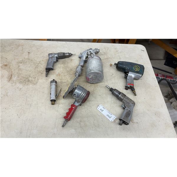 Assortment of Pneumatic Air Tools Including Chicago Pneumatic Impact Wrench, Sioux Drill