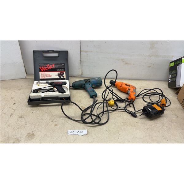 Makita 6900 1/2” Impact Wrench, Weller 8200 Soldering Gun Kit, Electric Drill