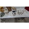 Image 5 : Assorted Planters and Decor: Large Yellow Tub, Green Man Planter, Pitcher, Baskets