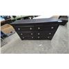 Image 1 : Dark Brown Six-Drawer Dresser with Silver Knobs and More. 33”×58”×16”