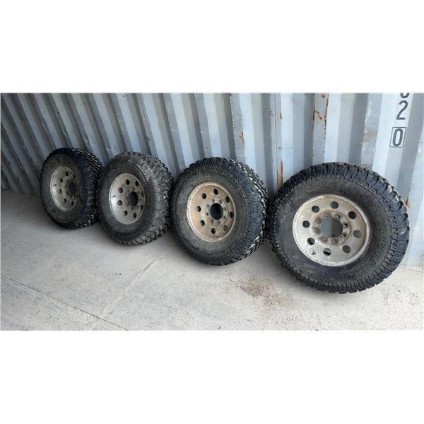 Four LT265/75R16 Renegade R7 M/T Tires on 16” 8-Lug Wheels (New/Never Used)