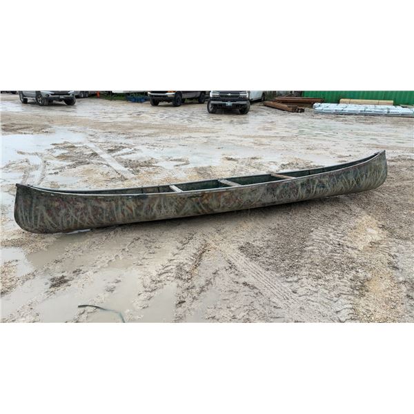 St. Maurice Boats Canoe, 16' Length, Camouflage Finish, with 3 Wood Seats