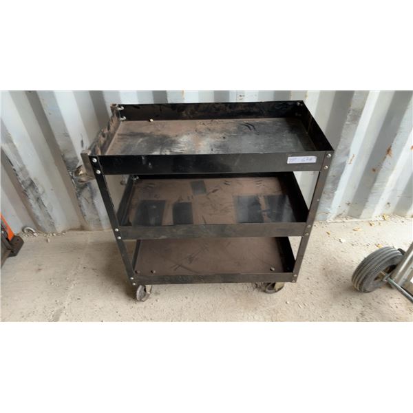 Black 3-Tier Rolling Utility Cart with Handle, 35”×16”×33”