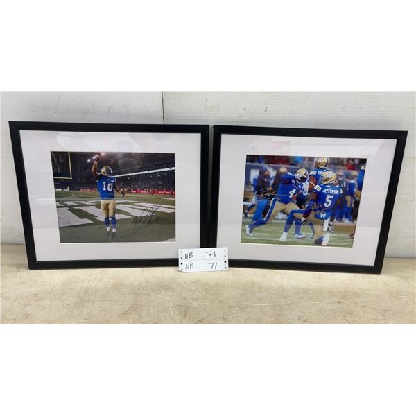 Two 15 × 12 Framed and Autographed Winnipeg Blue Bombers Football Photos