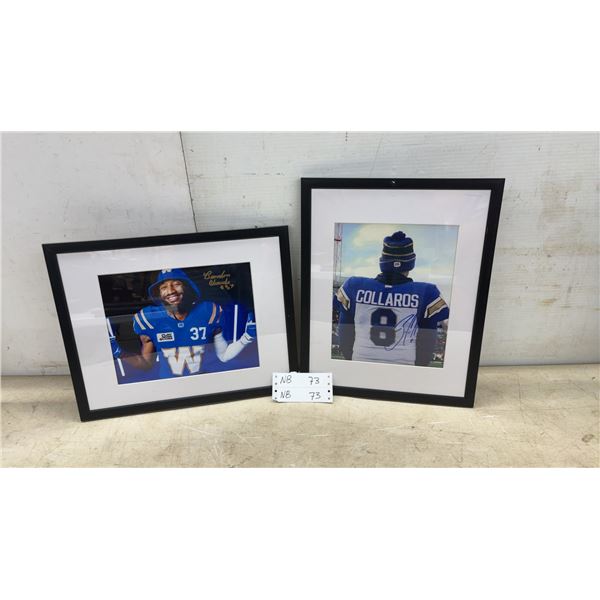 Two 15 × 12 Framed and Autographed Wpg Blue Bombers Player Photos: Brandon Alexander #37 and