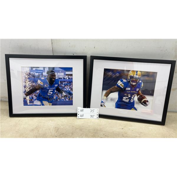 Two Framed and Autographed Winnipeg Blue Bombers Football Player Photos
