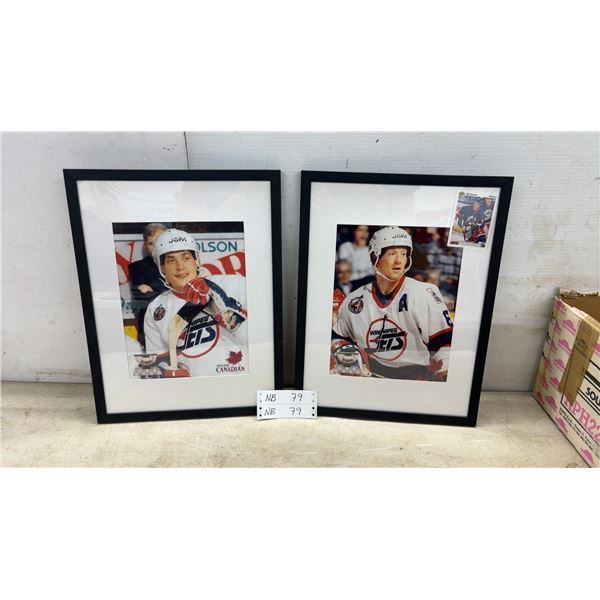 Two 13 × 17 Framed Winnipeg Jets Hockey Player Photos; Teemu Selanne and Phil Housley with