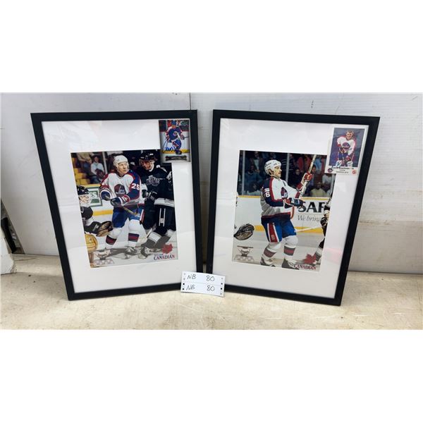 Two Framed Winnipeg Jets Hockey Photos; Thomas Steen and Laurie Boschman, Both with Signed Cards