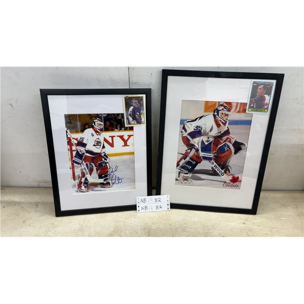 Two Framed Bob Essensa Photos (15 × 12 autographed and 17 × 13) and Two Bob Essensa Bowman Hockey