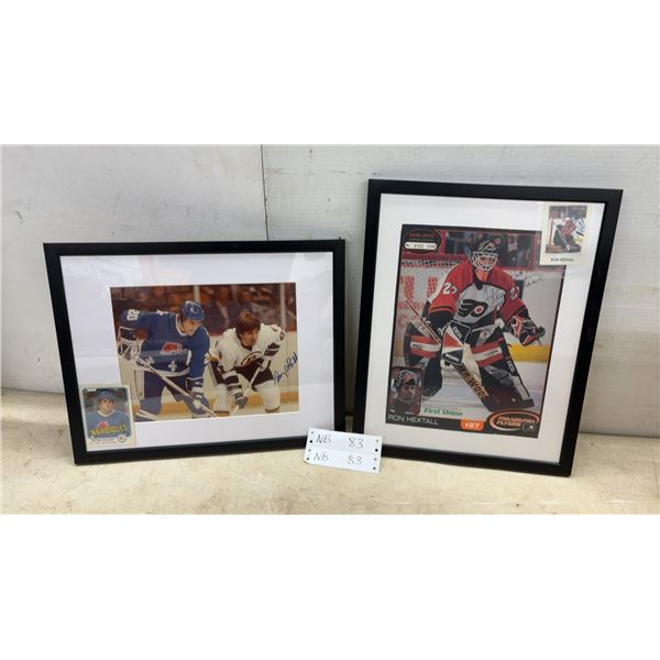 2 15 × 12 Autographed Hockey Photos; Ron Hextall Signed 1998-1999 First Union Photo and Card