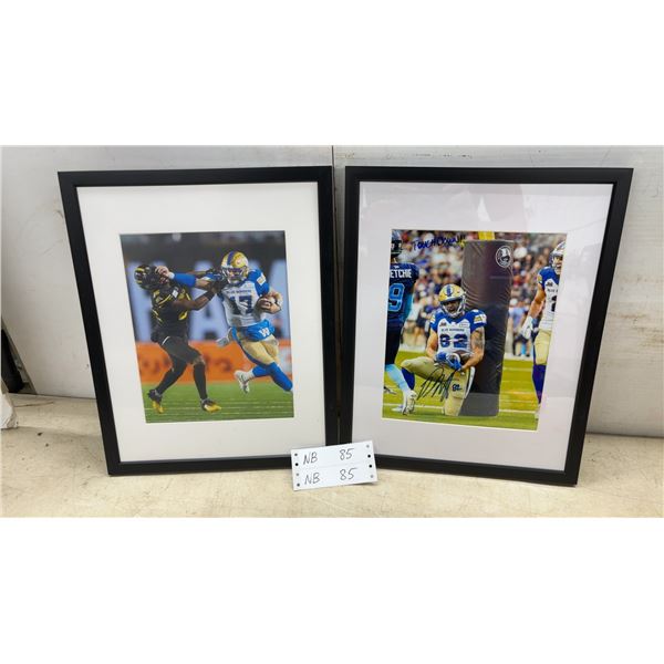 2 15 × 12 Framed and Autographed Blue Bombers Football Photos, Players #82 and #17