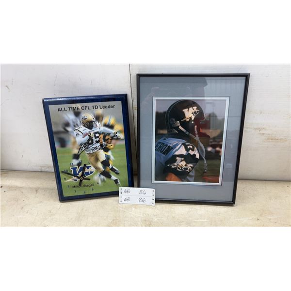 Milton Stegall Signed CFL TD Leader Clock and Framed Football Player Photo