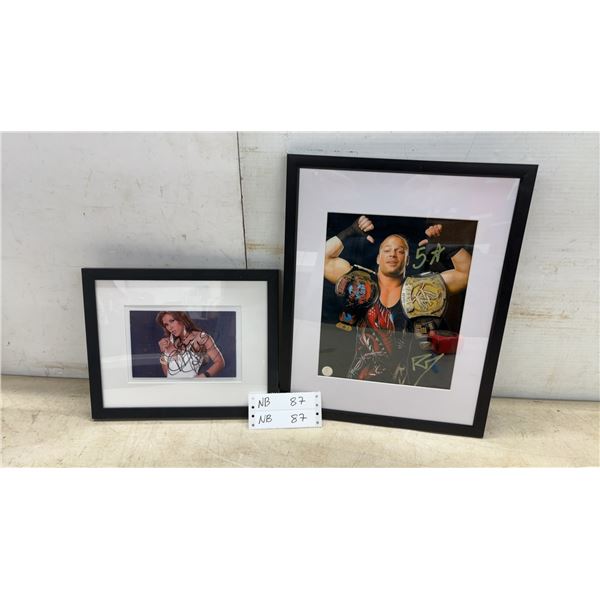Two Framed and Autographed Photos: 15 × 12 Rob Van Dam and 11 × 9 Mickie James