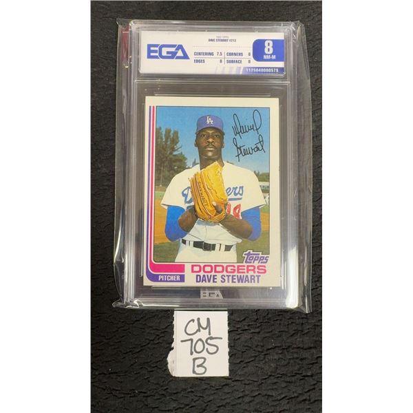 1982 Topps Dave Stewart #213 Dodgers Baseball Card, EGA Graded 8 NM-M