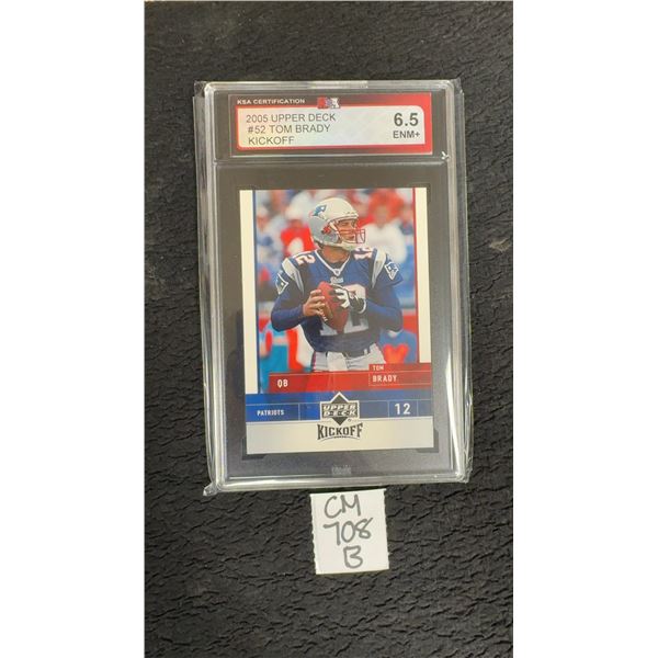 2005 Upper Deck Kickoff #52 Tom Brady New England Patriots Football Card, KSA Graded 6.5 ENM