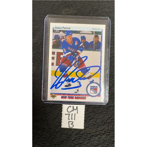 1990-91 Upper Deck James Patrick #185 New York Rangers Autographed Hockey Card