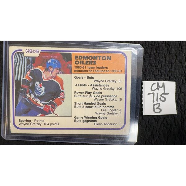 1981 O-Pee-Chee #126 Wayne Gretzky Edmonton Oilers 1980-81 Team Leaders Hockey Card