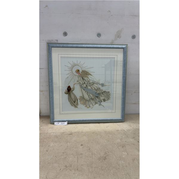 Framed "Heavenly Angels" Dimensions Gold Collection Cross-Stitch by Donna Gelsinger, 26 × 26”