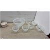 Image 4 : Set of 4 Ceramic Bowls With Lids and 7 White Swirled Art Glass Bowls