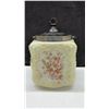 Image 3 : Vintage Wave craft Custard Glass Biscuit Jar with Silver-Plated Lid and Handle, Hand-Painted