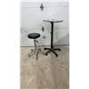 Image 1 : Adjustable Rolling Utility Tray Stand with Stainless Steel Tray and Pneumatic Rolling Stool