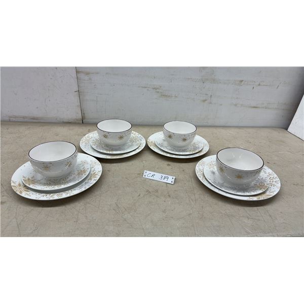 12-Piece Holiday Snowflake Dinnerware Set with Bowls, Salad Plates, and Dinner Plates
