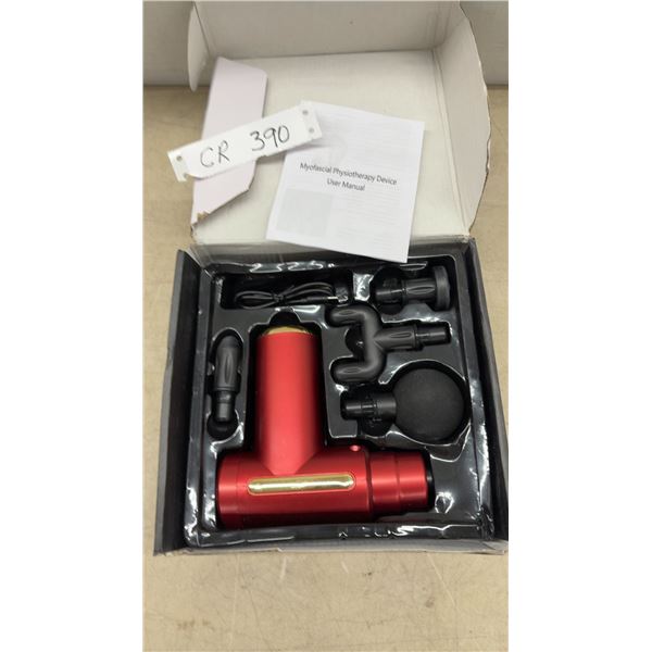 Red and Gold BX-720 Myofascial Physiotherapy Massage Gun with Attachments and USB Cable
