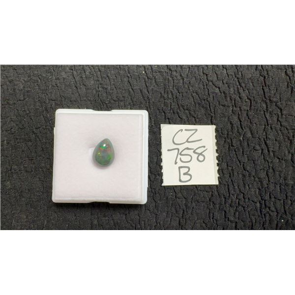2.8 Carat Natural Untreated Black Opal Pear Cabochon, 8.8mm x 12.1mm