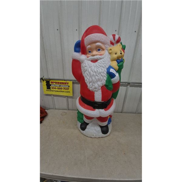 Santa Claus Blow Mold Figure with Toy Bag, Teddy Bear, Candy Cane, and More. 40” tall