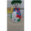 Image 3 : Snowman Blow Mold with Green Top Hat and Scarf, Yellow Broom, 31” tall