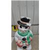 Image 2 : Vintage Blow Mold Snowman Figure with Top Hat, Scarf, and Mittens, and Light Cord. 30” tall