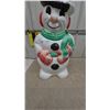 Image 3 : Vintage Blow Mold Snowman Figure with Top Hat, Scarf, and Mittens, and Light Cord. 30” tall