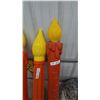 Image 2 : Four Blow Mold Christmas Candles: Two Red "NOEL" and Two Orange Fluted, with Yellow Flames