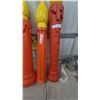 Image 3 : Four Blow Mold Christmas Candles: Two Red "NOEL" and Two Orange Fluted, with Yellow Flames