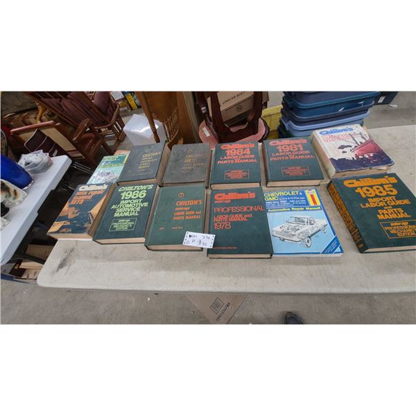 Chilton's and Toyota Auto Repair Manuals: 1971-1986 Labor Guides, Parts Manuals