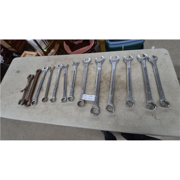 13 Assorted Combination and Open-End Wrenches, up to 2”
