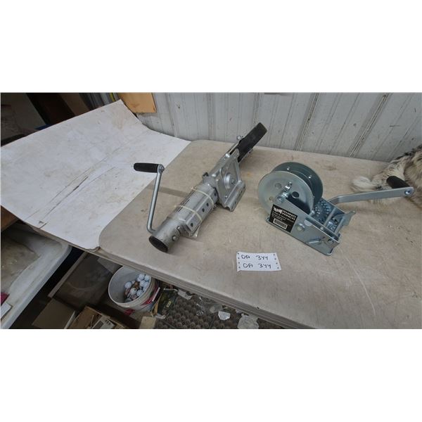 Rhino Winch 2,500 lb Hand Winch and Trailer Jack with Wheel