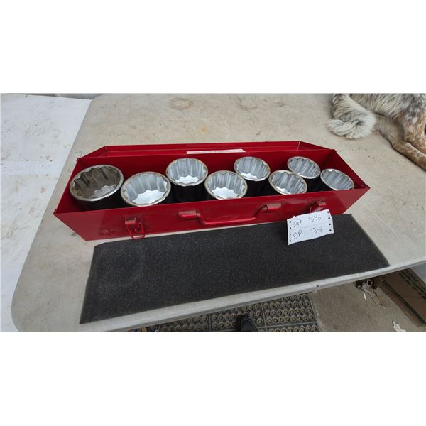 Toolex 9-Piece 3/4” Drive SAE Socket Set with Heavy Duty Metal Box