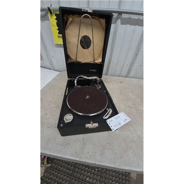 Thorens Portable Phonograph with Record and Record Holder