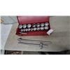 Image 1 : Socket Wrench Set with Ratchet, Breaker Bar, Extension, and Sockets in Metal Case. 1” drive