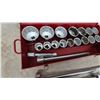 Image 4 : Socket Wrench Set with Ratchet, Breaker Bar, Extension, and Sockets in Metal Case. 1” drive
