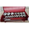 Image 6 : Socket Wrench Set with Ratchet, Breaker Bar, Extension, and Sockets in Metal Case. 1” drive