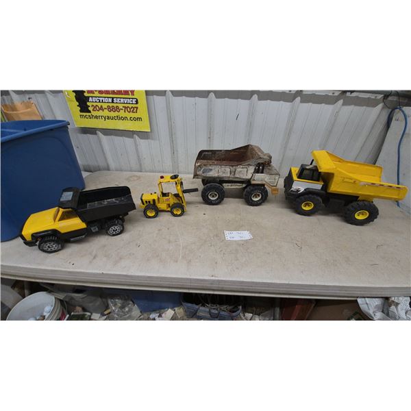 3 Tonka Dump Trucks, Forklift, Metal